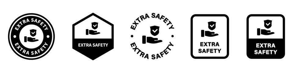 Extra Safety signs for container or box labeling. Vector isolated on white.