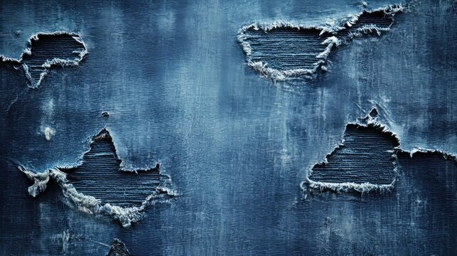 Faded denim texture with rips in vector art style