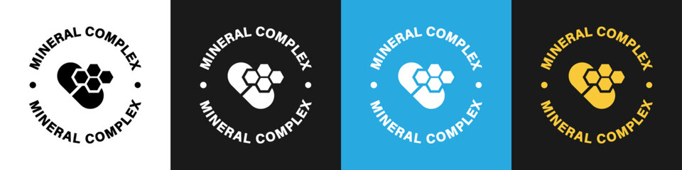 Mineral Complex vector signs isolated on color backgrounds.