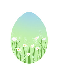 An Easter egg featuring a vibrant spring meadow scene