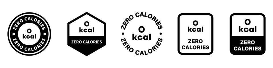 Zero Calories - signs for product information labeling. Vector isolated on white.