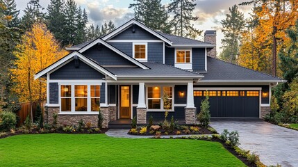 Two-Story House with Wood Siding and Covered Porch in Cozy Suburban Setting, Charming Design 