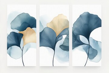High contrast modern wall art with floating elements and muted backgrounds for sophistication