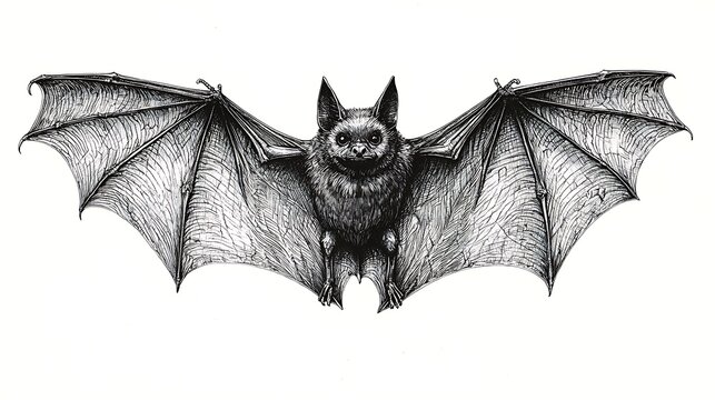 Wildlife bat sketch isolated background high resolution photo