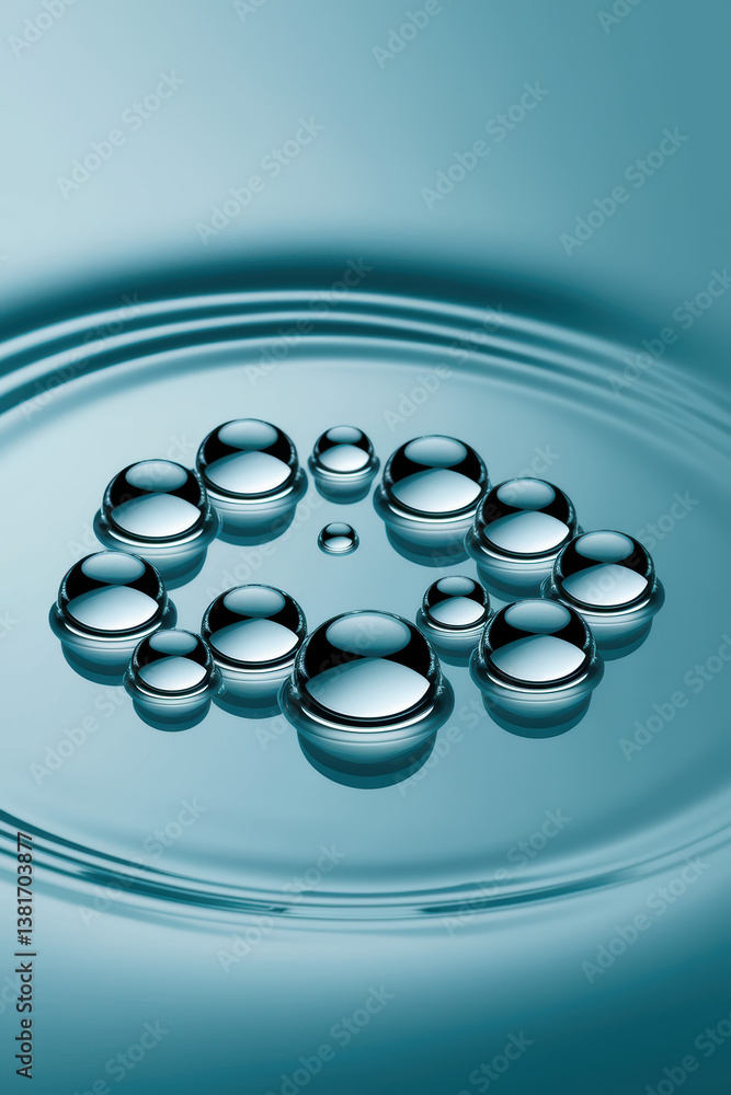 Aufkleber serene drop patterns creating ripples on calm aquatic surface in cool teal hues