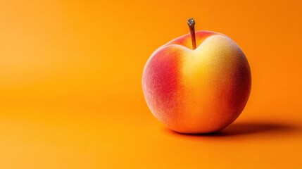 Fresh Peach on Vibrant Orange Background for Creative Projects