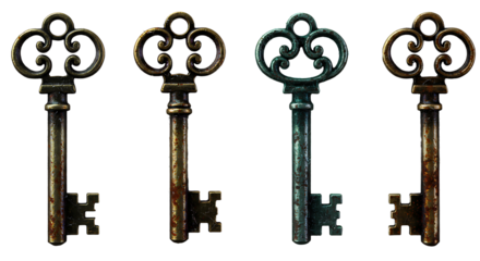 Antique Skeleton Keys Covered in Cobwebs Old Vintage Look