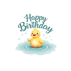 happy birthday card icon with duck