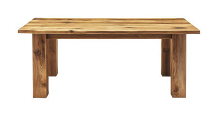 Wooden dining table setup in cozy home environment isolated on transparent background, png