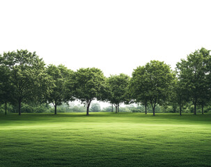 Tranquil green landscape nature park scenic view isolated on transparent background, png