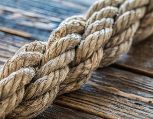 Fototapeta premium Rustic Rope Coil Standing Apart with Twisted Fibers and Worn Natural Design