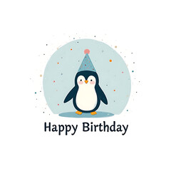happy birthday with a penguin logo icon