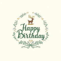 vector illustration of a happy birthday card with a deer