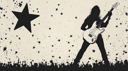 A silhouette guitarist playing music for an excited audience