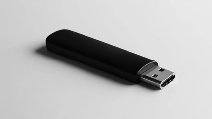 Black USB Flash Drive Isolated on Light Background for Storage Needs