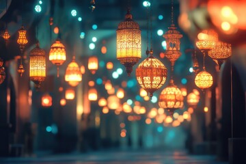 Ramadan Kareem concept created with AI generative tools. AI generated illustration.