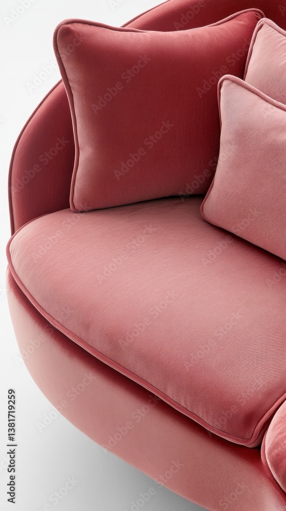 Poster cozy and inviting, this soft pink loveseat features plush cushions, adding a touch of warmth to a st
