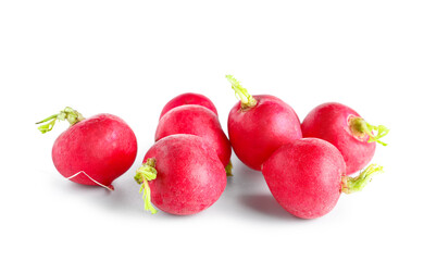 Heap of fresh radish isolated on white background