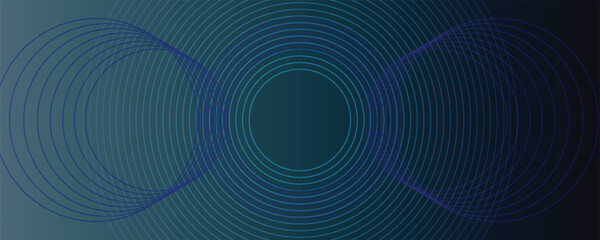 Fototapeta premium Blue abstract background with glowing circles. Swirl circular lines pattern. Geometric spiral. Twirl element. Modern graphic design. Futuristic technology concept. Vector illustration