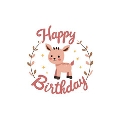 happy birthday deer pink