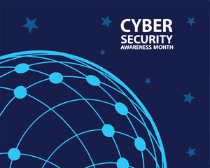 Cyber Security Awareness Month: Shield with Checkmark for Online Safety.