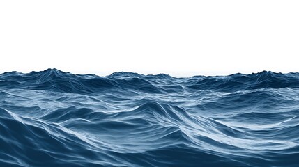 Blue ocean waves moving across the water surface with white sky