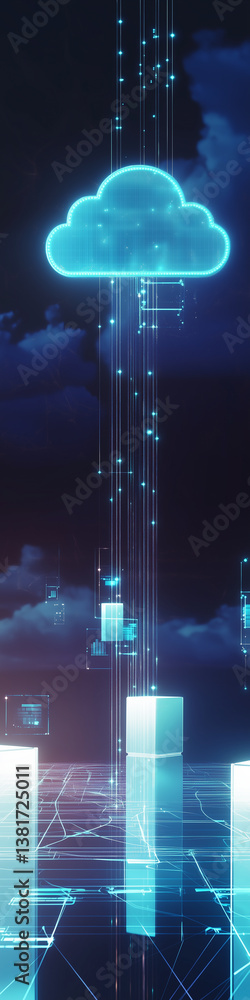 Poster cloud computing digital information and cyberspace background