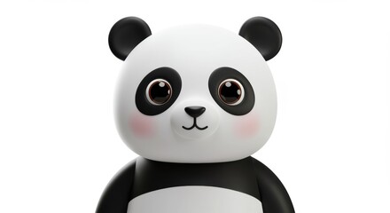 Naklejka premium A cute cartoon panda with big, expressive eyes and a friendly smile. Its classic black and white color scheme makes it perfect for children's content, posters, or merchandise.
