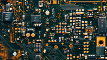 Close-up image of a computer chip, illustrating technological hardware components