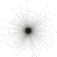 Rays with a large difference in length tapering to the center