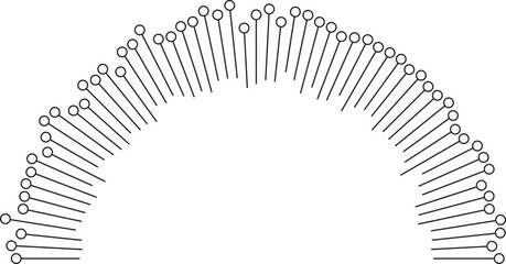 Half circle irregular medium rays with outline circle at end inside and outside
