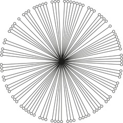 Rays with outline circles at the ends radiating from the center.