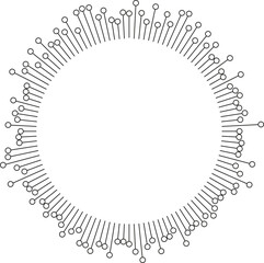 Irregular rays with outline circles at the ends radiating from the center