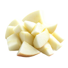 apple chunks on cutting board side perspective

