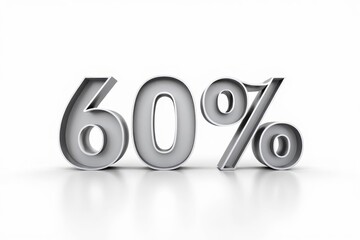 3D render text in 60 percent in silver.