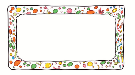 Colorful doodle border with geometric shapes and patterns