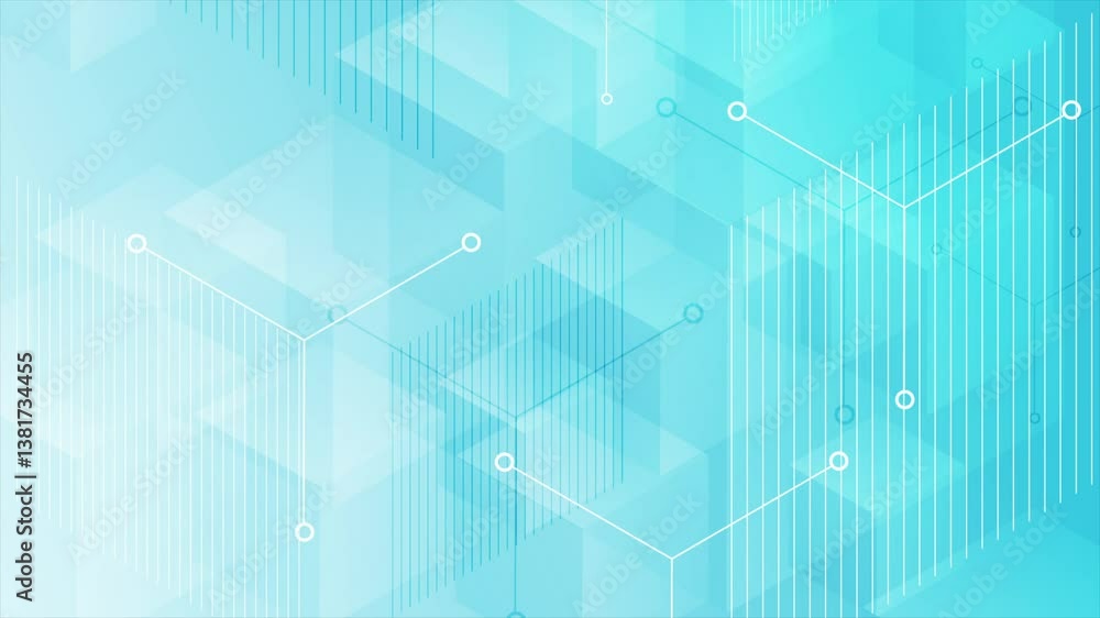Aufkleber Abstract technology geometric background with 3d shiny cubes and lines. Seamless looping futuristic modern motion design. Video animation Ultra HD 4K 3840x2160