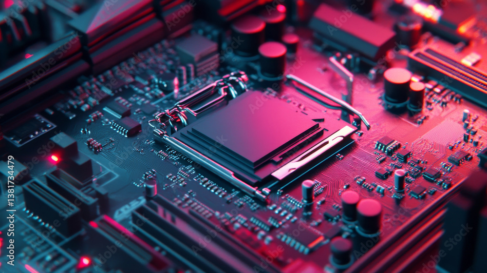 Poster specialist places a cpu onto a motherboard socket during computer assembly