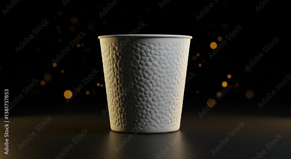 Fototapete textured white cup against dark background with bokeh dots creating soft effect