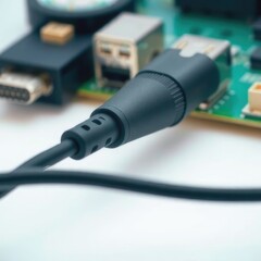 USB Cable Connected to Motherboard Close Up