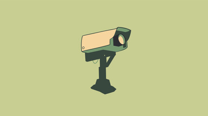 Minimalist illustration of surveillance camera on green background
