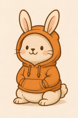 Rabbit with orange hoodie