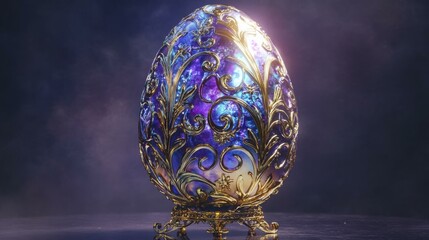 Fototapeta premium Ornate Gold Filigree Egg Galaxy Interior