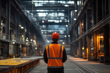 Safety officer performing a safety audit in a factory. AI generated illustration.