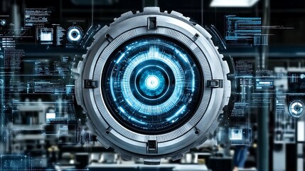 An abstract display featuring technology and data visualization elements