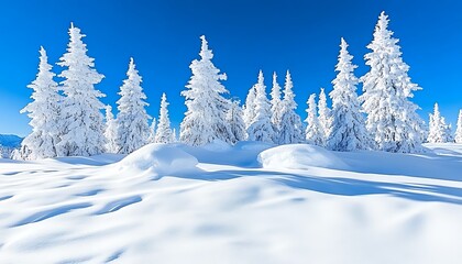 Snowy Mountain Forest Winter Landscape.