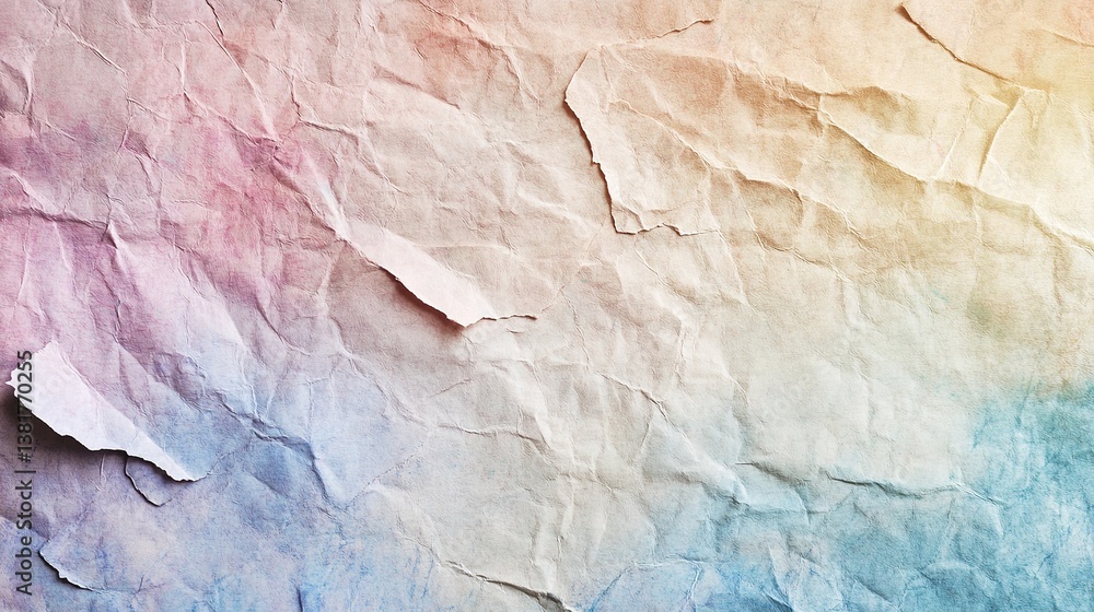 Poster abstract background featuring crumpled paper with subtle pastel color gradients
