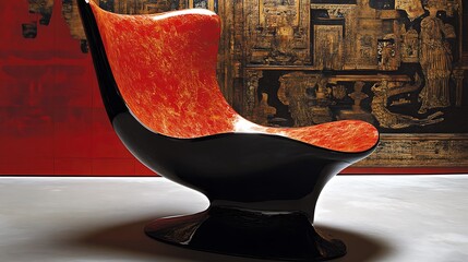 A sleek modern chair with a red and black color scheme