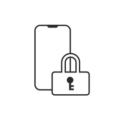 パスワードが設定されたスマートフォン、スマホのイラスト