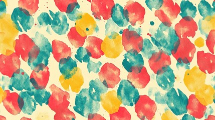 Abstract watercolor blots pattern in cheerful, expressive and vivid colors